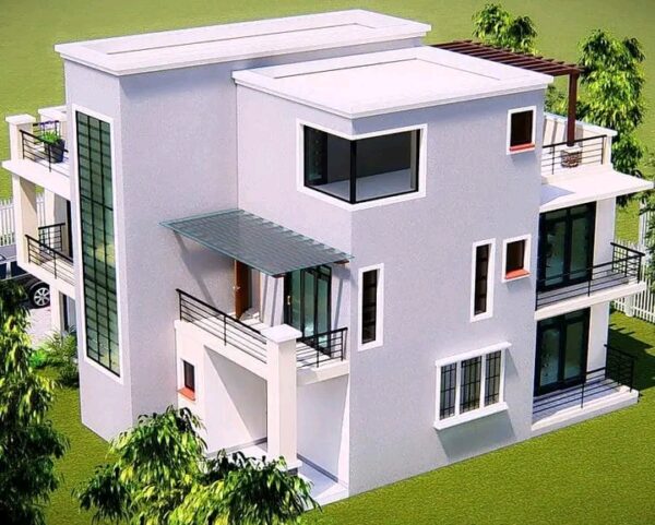 5BR Maisonette Design in Kenya flat roof