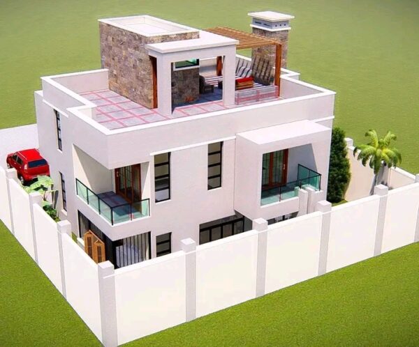 4BR Maisonette Design in Kenya flat roof