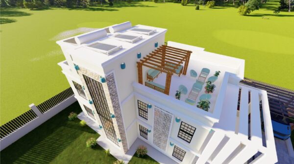 4Br Maisonette Flat Roof Design in Kenya